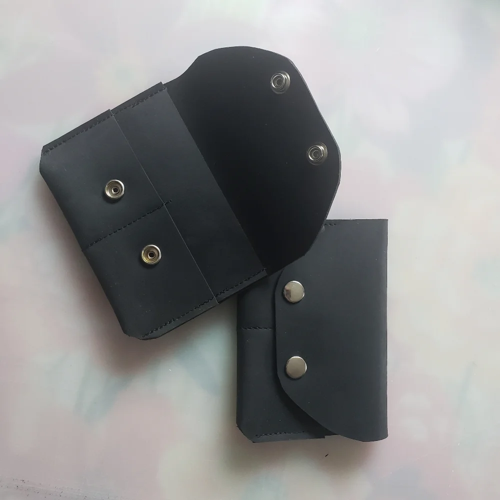 Full Grain Oil Tan Leather Black Wallet
